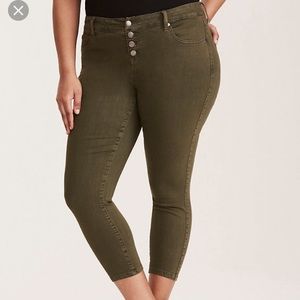 Torrid button up olive jeans